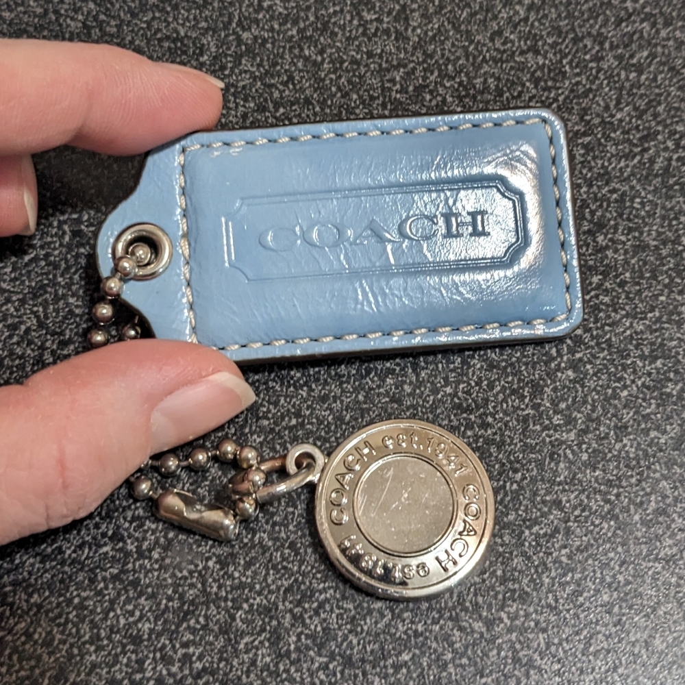 Vintage Coach Hangtag And Medallion Leather Soft Blue